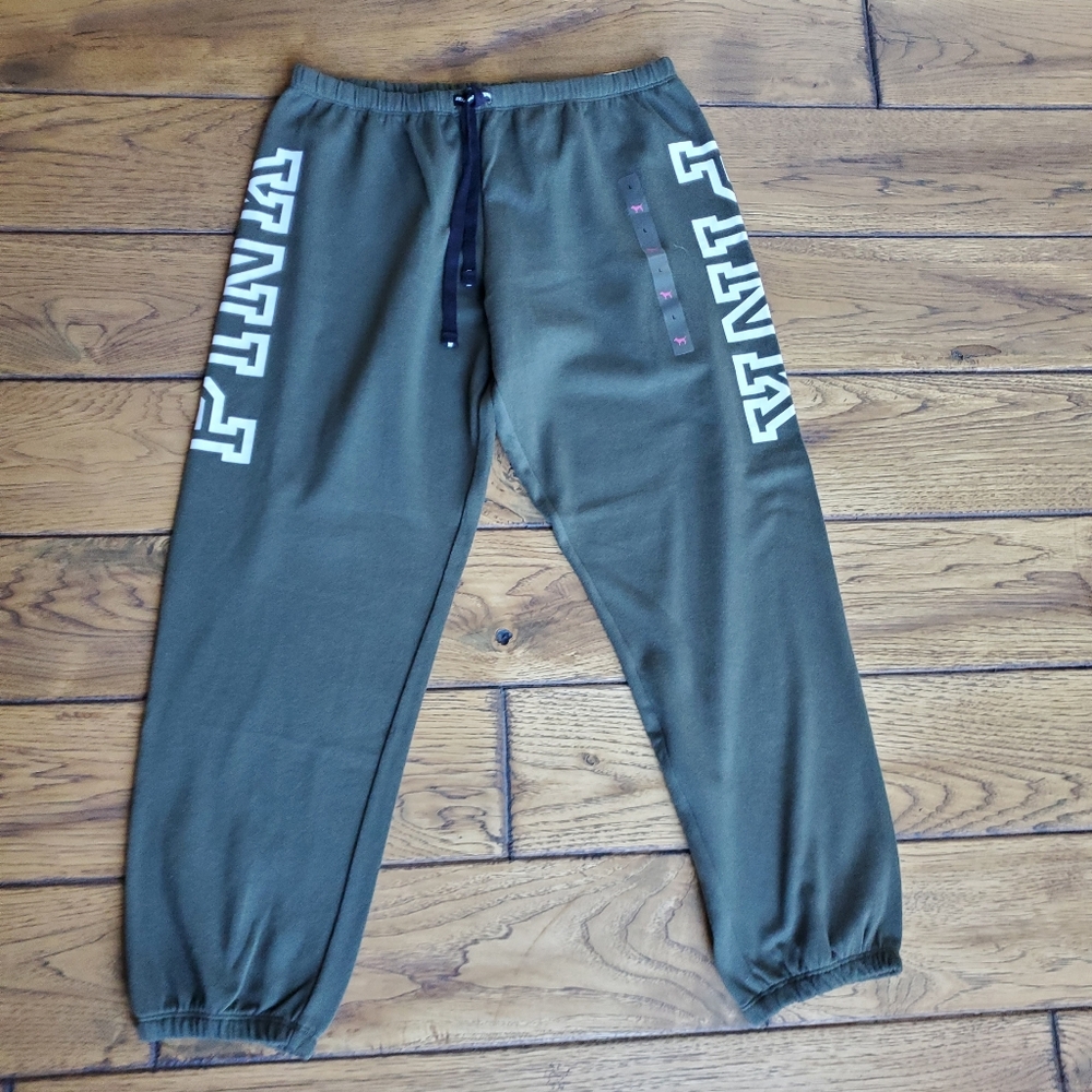 NEW Pink Victoria's Secret Green Joggers